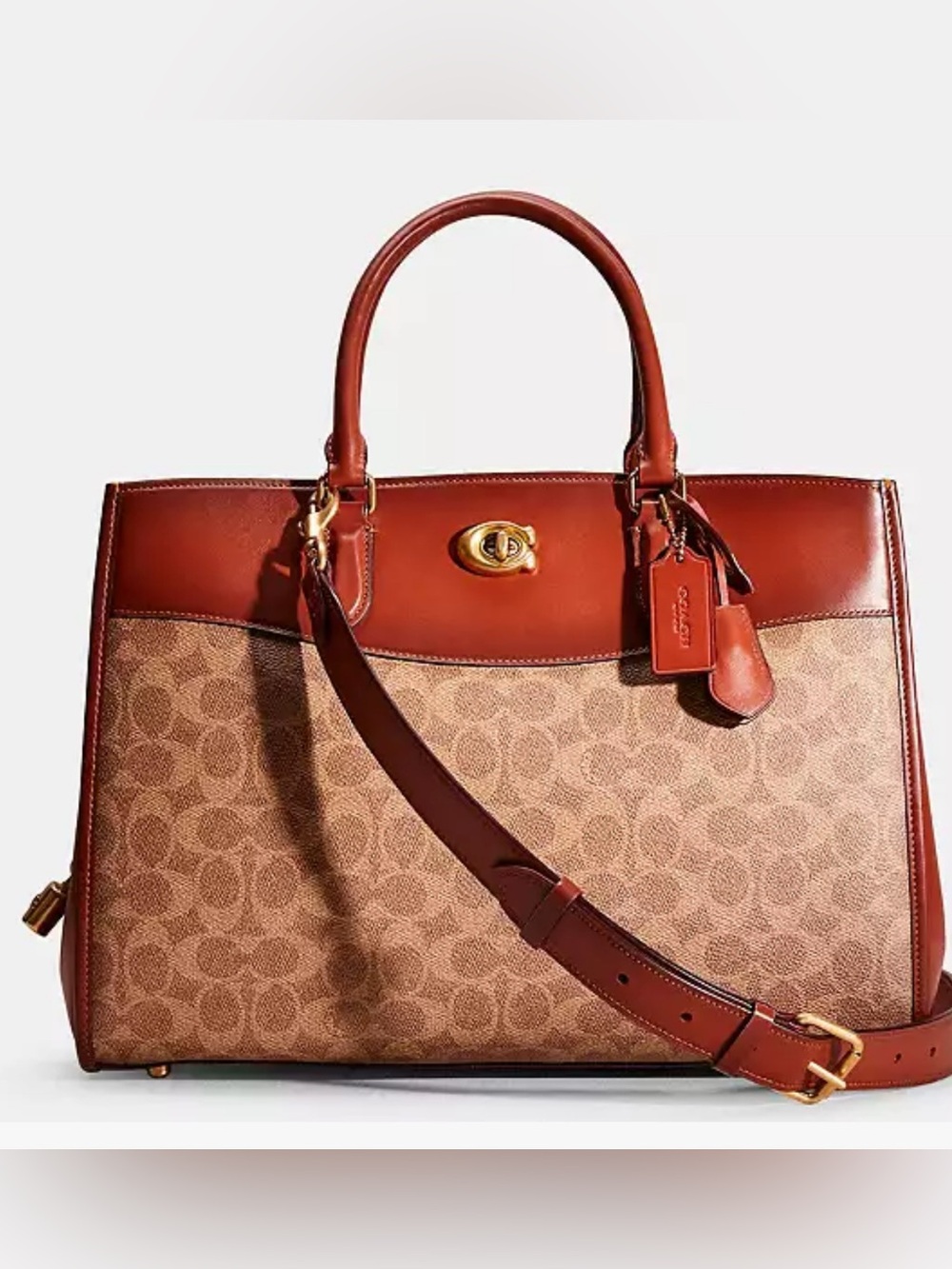 Coach CE731 Brooke Carryall In Signature Canvas Leather Tan Rust Brown Bag NWT